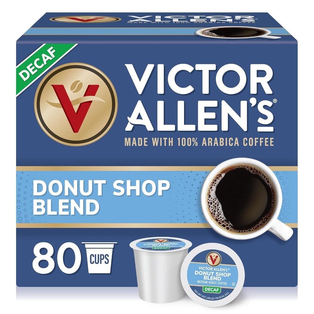 Victor Allen's Coffee Decaf Donut Shop Blend, Medium Roast, 80 Count,