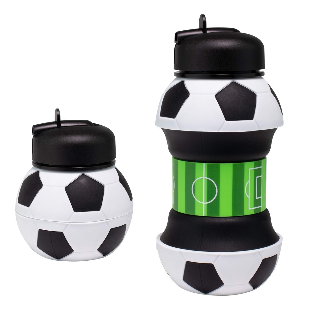 Art Clip-On Collapsible BPA-Free Silicone Soccer Ball Water Bottle for , 18 O...
