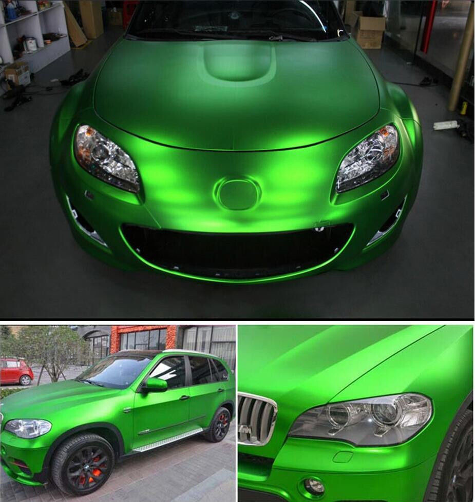 65FT x 5FT Matte Satin Chrome Green Vinyl Wrap Film for Cars-image