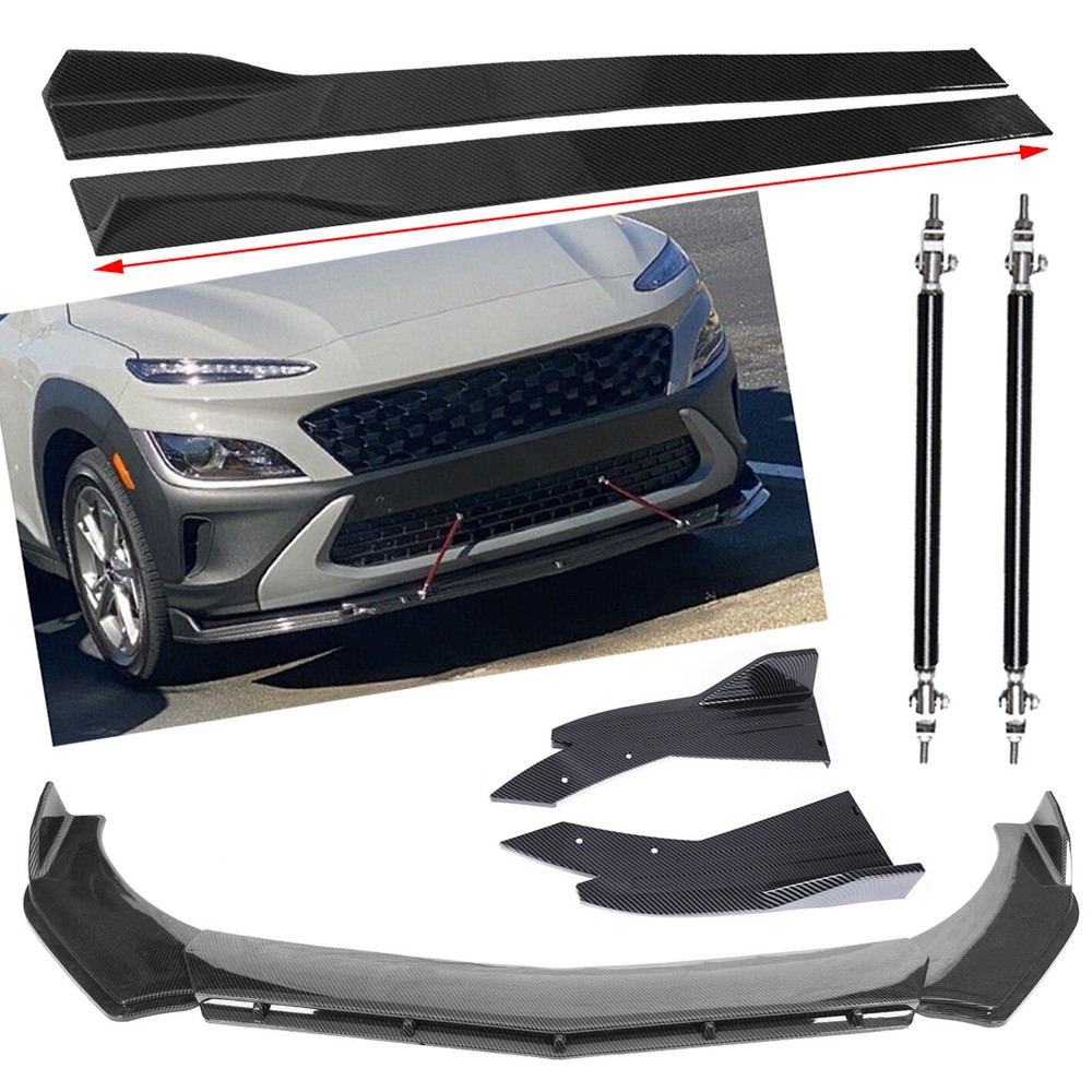 Carbon Fiber For Hyundai Kona Front Bumper Lip Splitter Side Skirt Body Kits