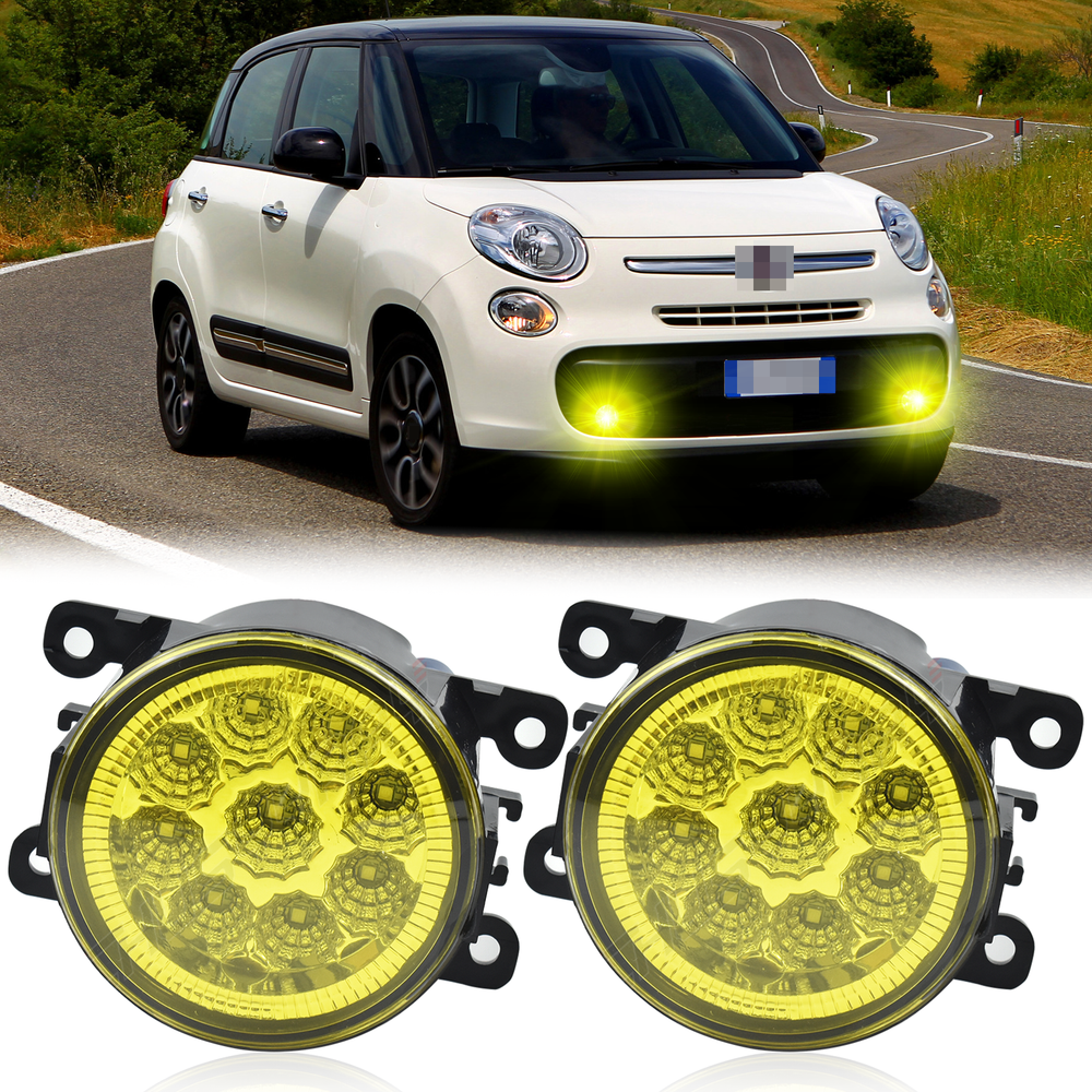 2x H11 LED Yellow Lens Fog Driving Light Lamps Assembly For Fiat 500 2012-2018