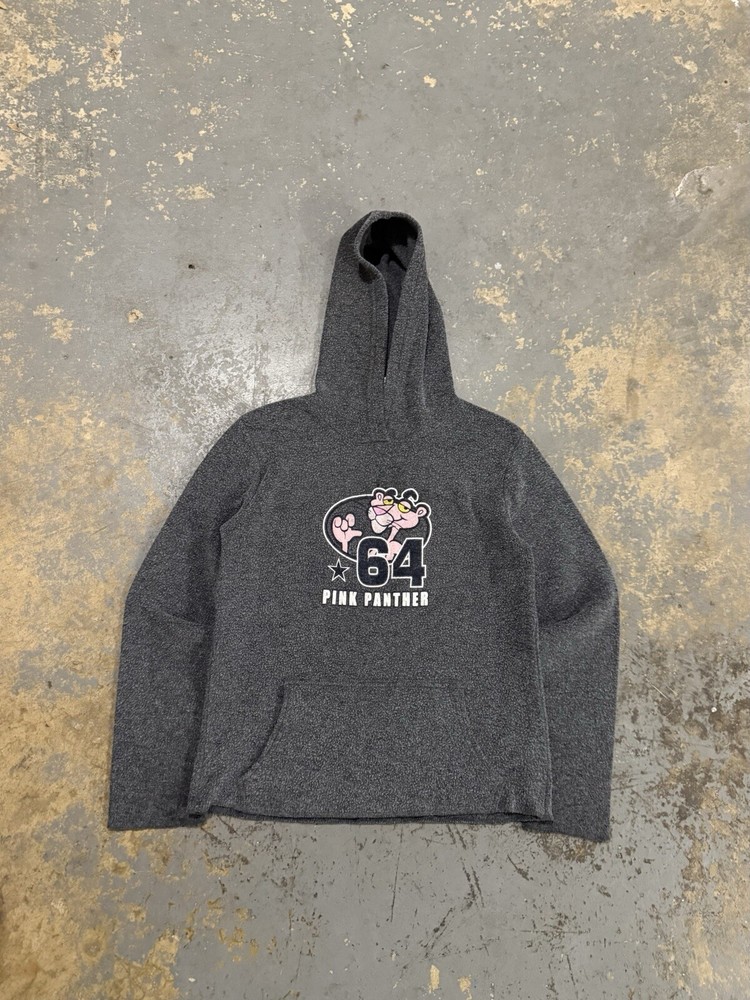 Vintage 2002 Grey Pink Panther Cartoon Graphic Hoodie Sweatshirt-Size S