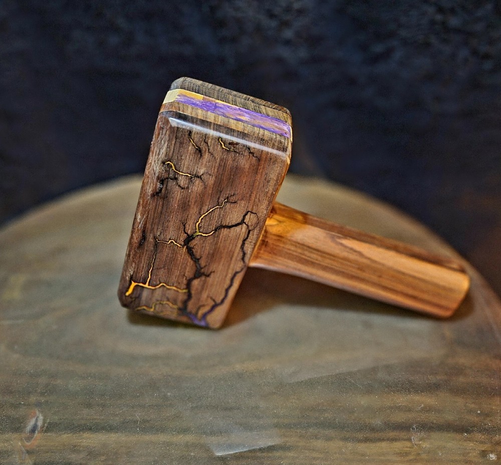 Wood Mallet / Bovarian Rosewood & Epoxy Resin Inlayed Lynchburg Fractal  🔥