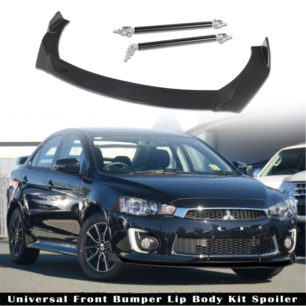 Mitsubishi Lancer Universal Front Bumper Lip Spoiler Splitter in Carbon Look