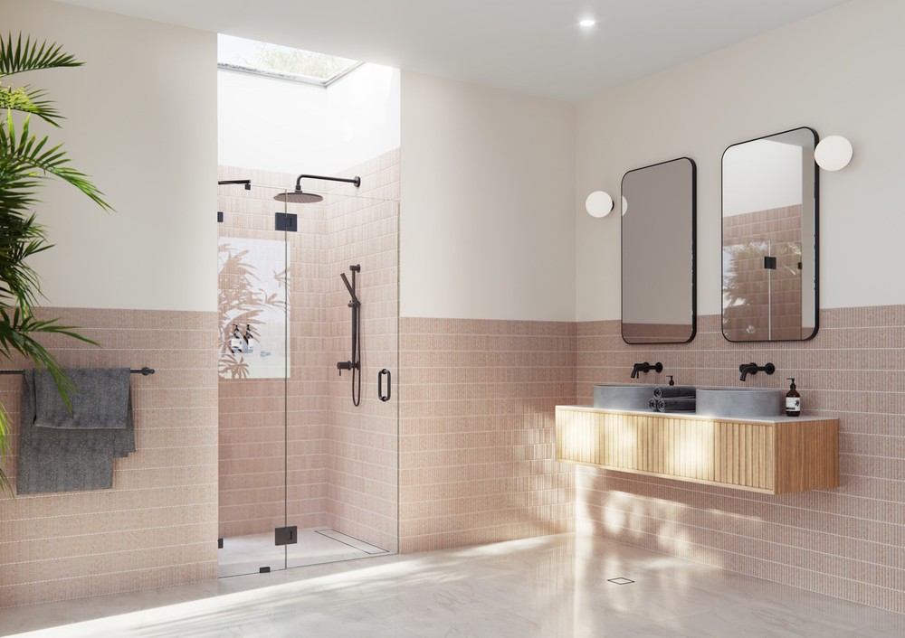 Glass Warehouse GW-GH-40.75 Black Frameless Hinged Shower Door 78H x 40.75W