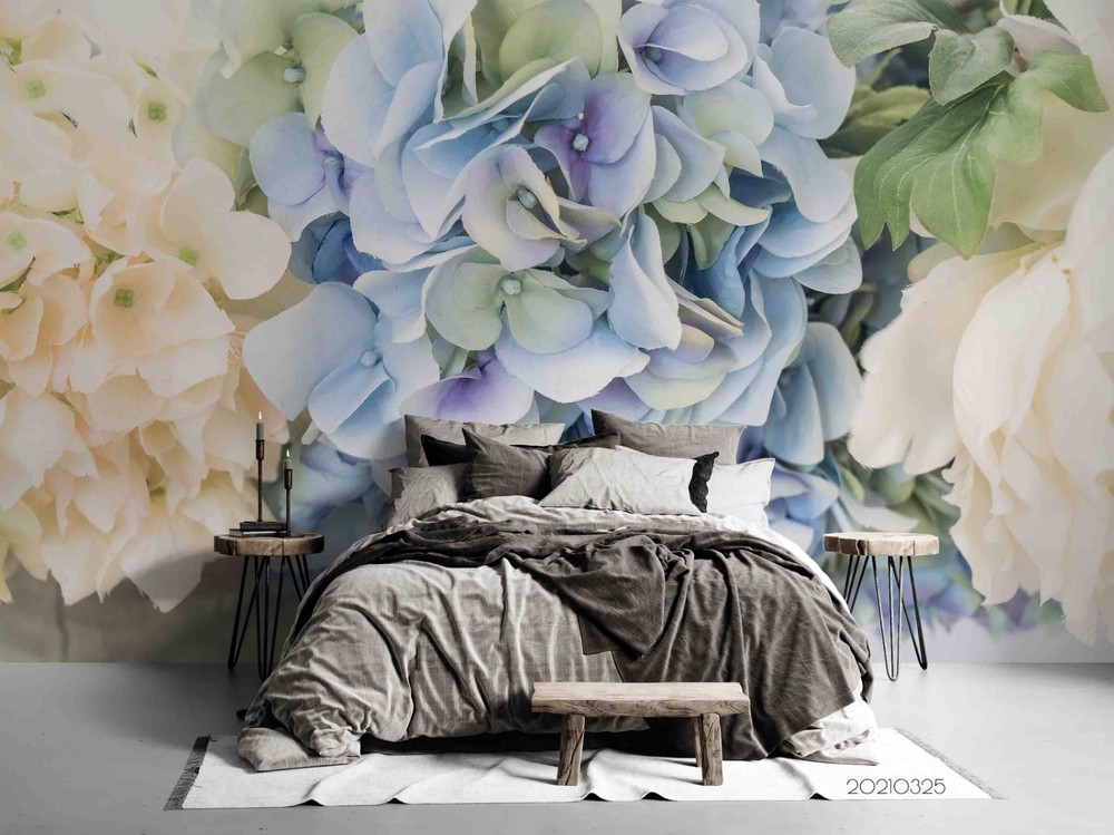 3D Hydrangea Plant Close-up Wall Murals Wallpaper Murals Wall Sticker