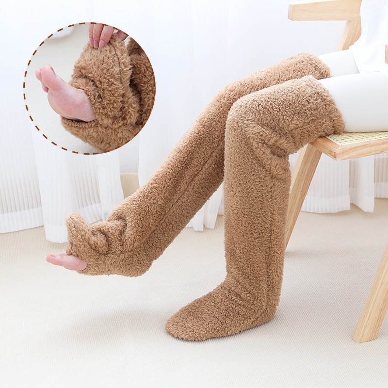 Winter Fuzzy Over Knee Socks | Warm Long Soft Stockings for Women & Men | Cozy S