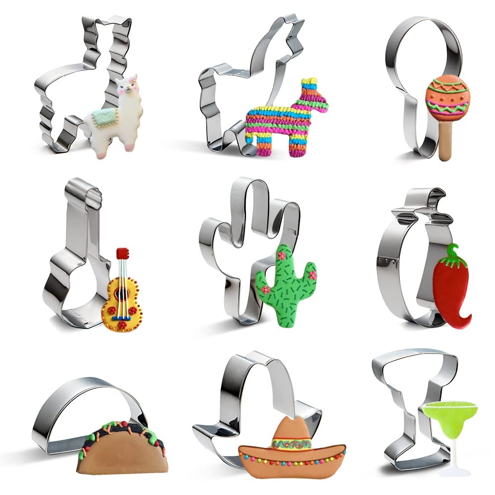 Cinco de Mayo Mexican Fiesta Themed Stainless Steel Pinata Cookie and Cake Cutters Set