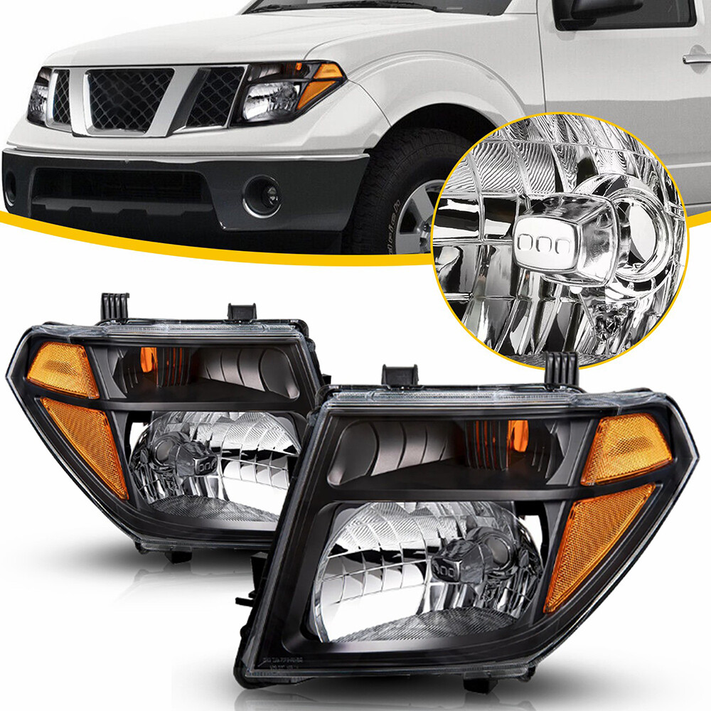 For 2005-2008 Nissan Frontier Black Headlights 05-07 Pathfinder Headlamps Pair I