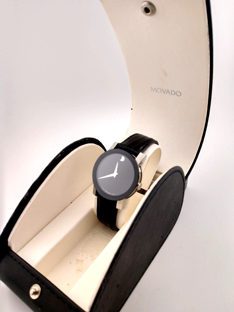Movado Mens Sapphire W/Blk Dial/Bezel Blk Lizard Strap Model#84.G1.1896 ~Reduced