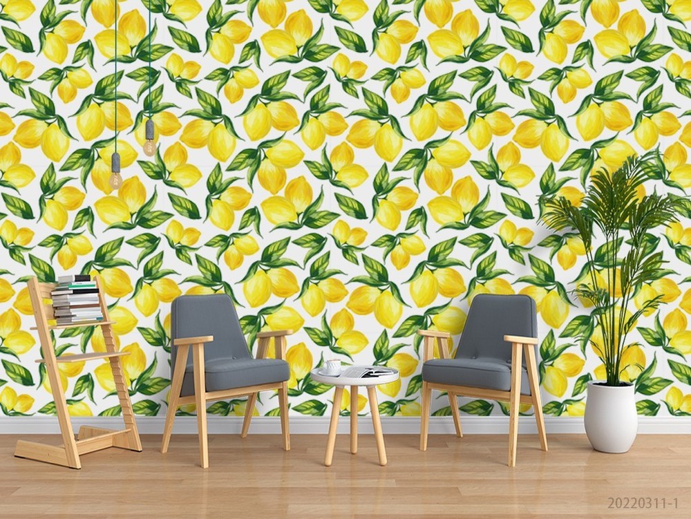 3D Fruit Lemon Leaves Pattern Wall Murals Wallpaper Murals Wall Sticker
