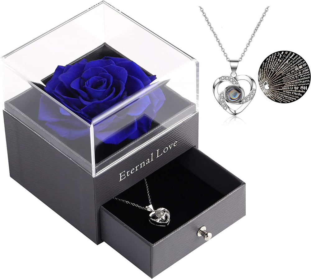 Unique Mother’s Day Preserved Real Rose Silver-Tone Heart Keepsake Gift-image