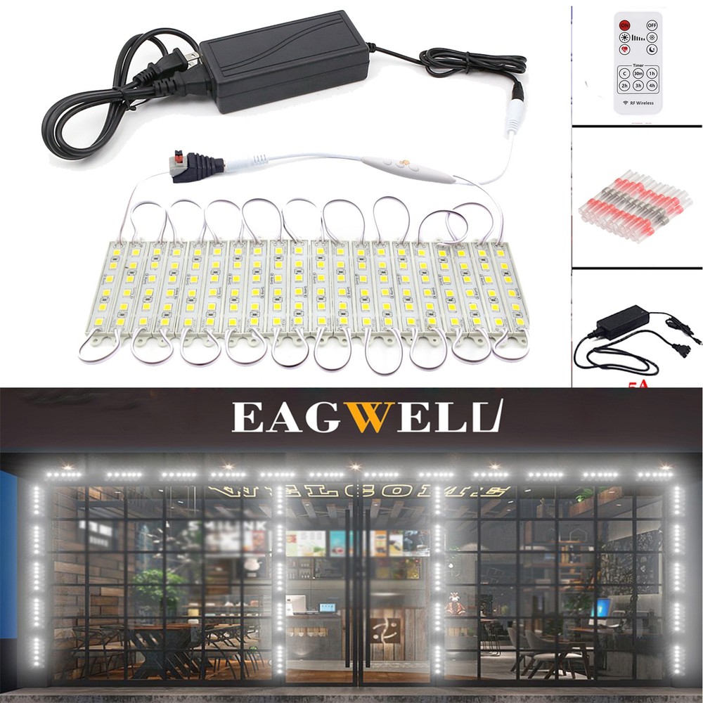 10ft 5050 3 6 LEDs Module Light Sign Lamp + Remote + Power + Heat Shrink White