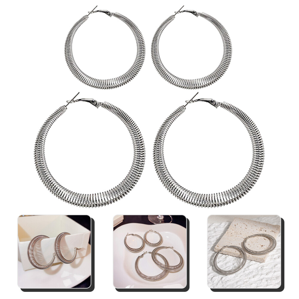 2 Pairs Bold Chunky Statement Earrings - Exaggerated & Trendy