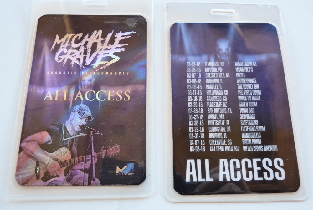 Michale Graves Acoustic Concert Tour Silver Backstage Pass Laminate D17