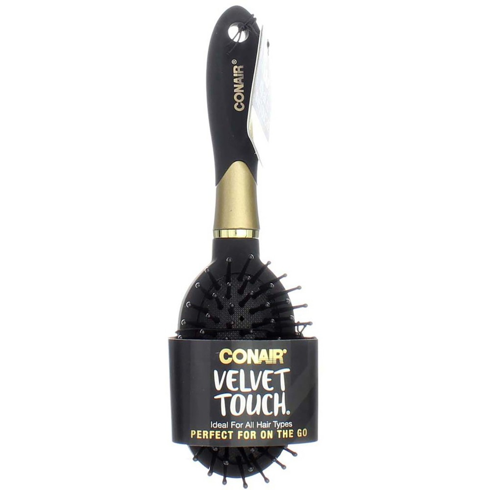 3 Pack Conair Velvet Touch Cushion Hair Brush, Black