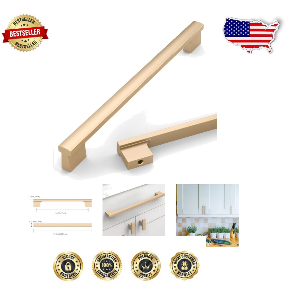 Stylish 6.3 Inch Cabinet Pulls in Champagne Gold - Easy Install, 10 Pack