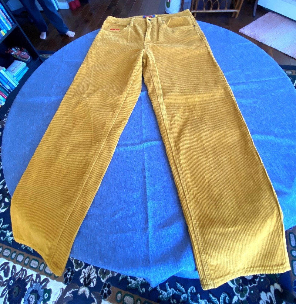 Empyre Corduroy Pants Men’s 32x30 Yellow Loose Fit Sk8 Wide Leg Relax Baggy EUC