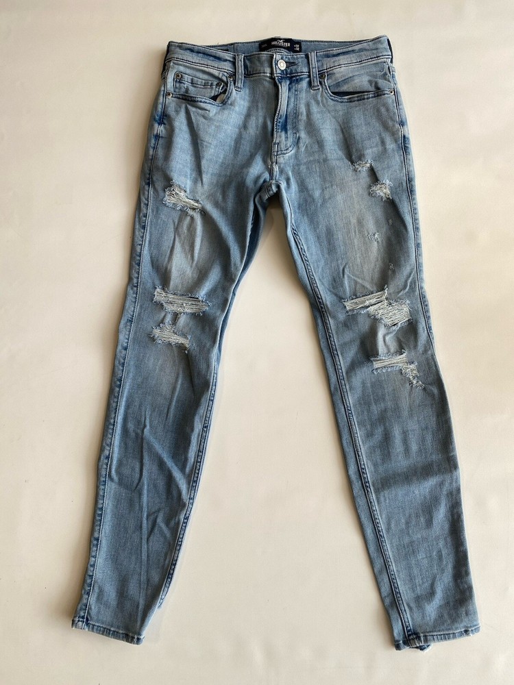 Hollister Super Skinny Jeans Mens W32 L32  Blue Denim Pants Stretch
