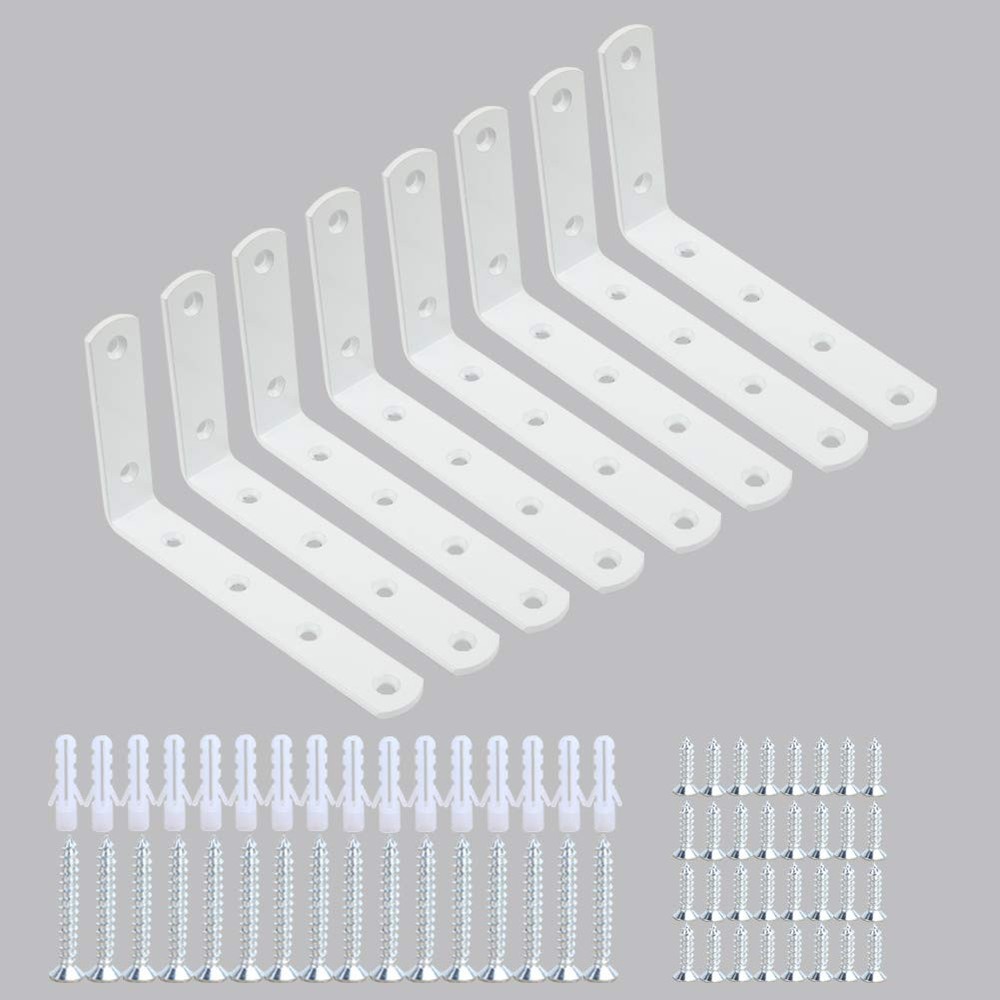 8Pcs Heavy Duty White Steel Shelf Corner Braces for Decorative Support