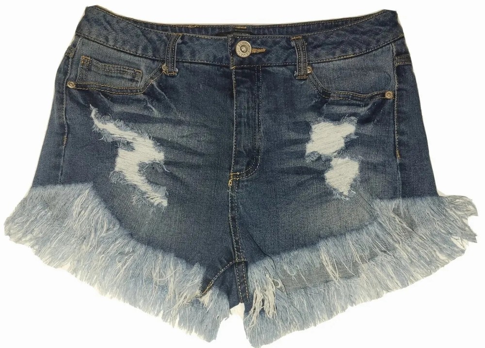 Rewash Brand Real Curve High Rise Distressed Denim Jean Shorts Junior's Size 7