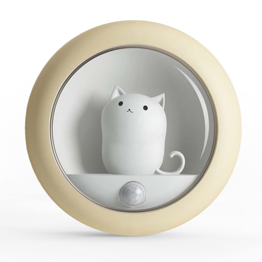 Cute Motion Sensor Cat Night Light Rechargeable LED Yellow Lamp by Dimma