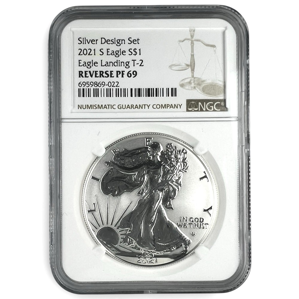 2021-W Rev PF69 Reverse Proof American Silver Eagle NGC Type 1 Designer Set NA99