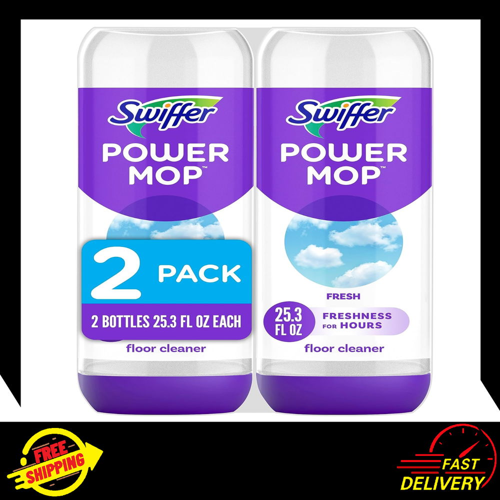Swiffer PowerMop Floor Cleaning Solution with Fresh Scent, 25.3 fl oz, 2 Pack
