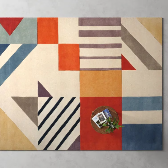 Vibrant 5x8 ft Multicolour Hand-Tufted Wool Rug Indian Artistry for Modern Space