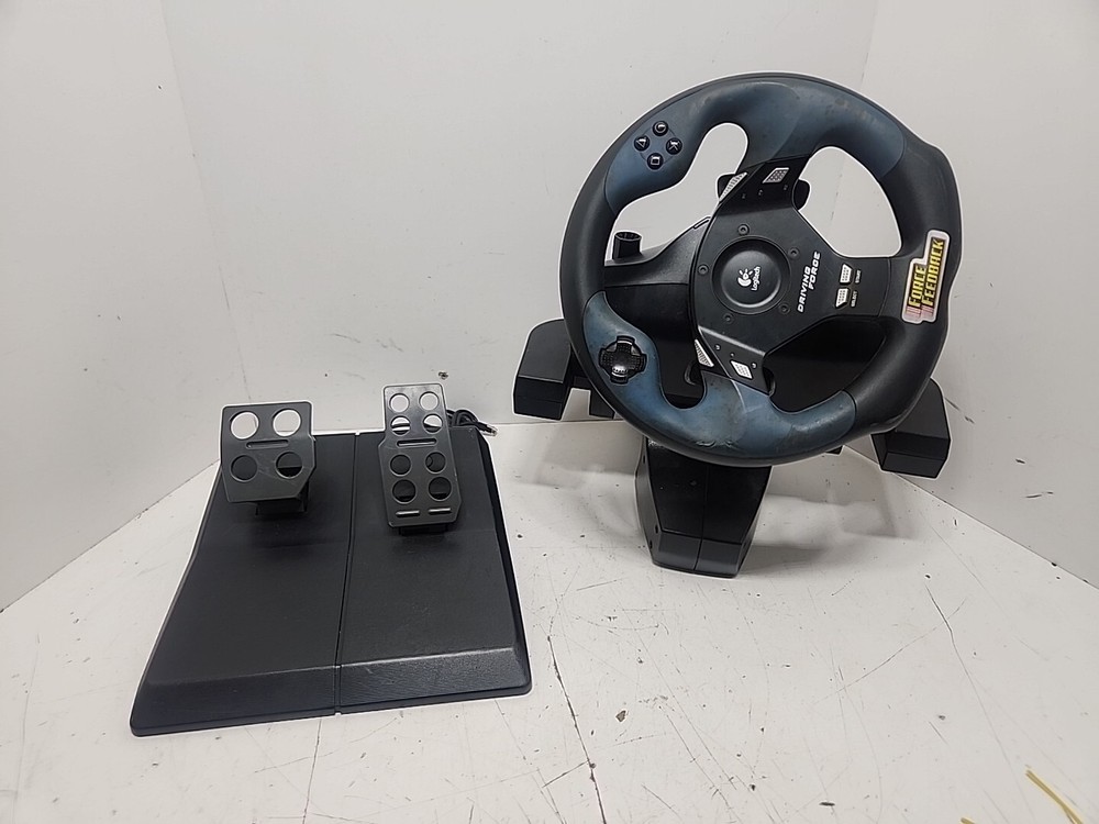 Logitech Driving Force Feedback E-UC2 Steering Wheel + Pedals for PS2 PS3 PC USB