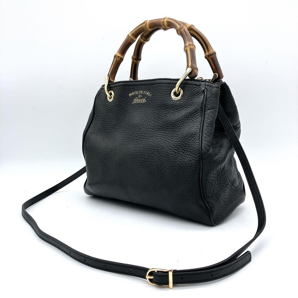 Gucci Small Black Bamboo Shopper 2-Way Handbag