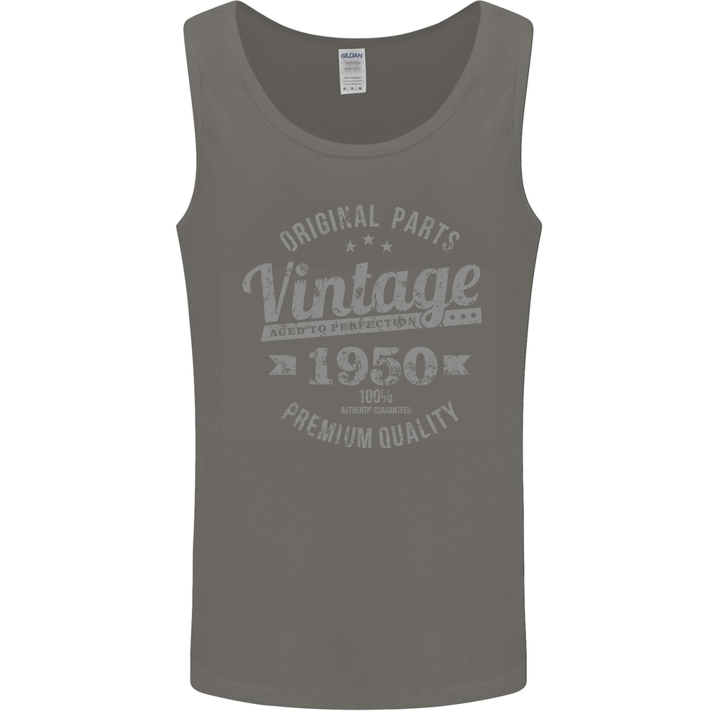 Vintage Year 75th Birthday 1950 Mens Vest Tank Top Charcoal