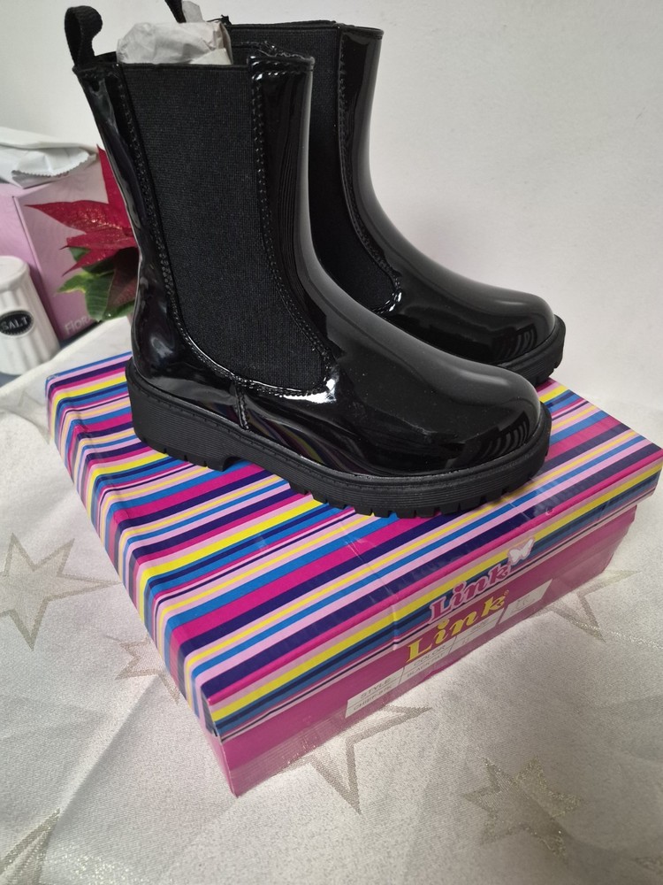 Girls High Boots Black New Size 13 Glossy Link