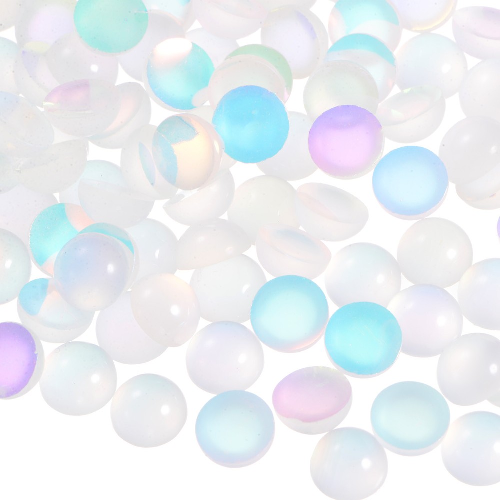 100pcs 8mm Translucent Cat Eye Resin Dome Beads Flatback Round for Crafts