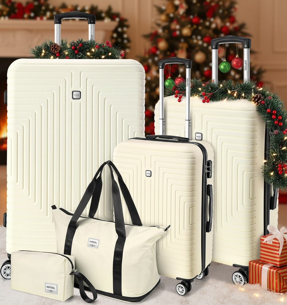 Luggage Sets 5/3 Piece, Suitcases with Wheels,  ABS+PC Hardshell Suitcase Set\