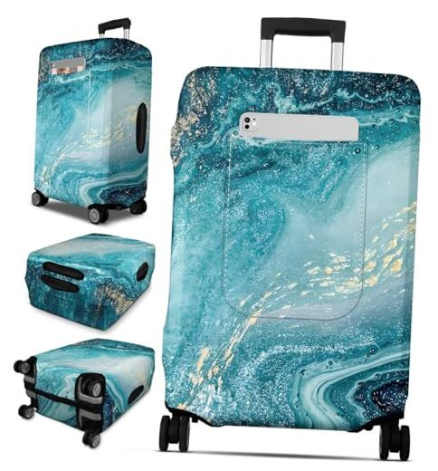 Luggage Cover for Suitcase Tsa Approved Protector - Carry 26-28 inch Sea Wave