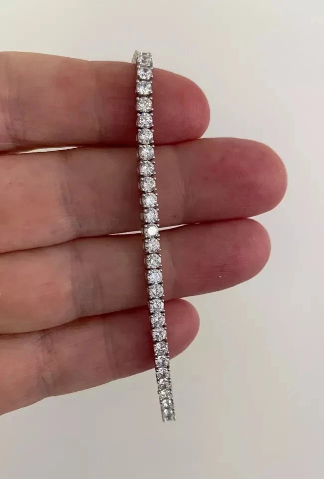 7Ct Round Cut Lab Created Diamond Tennis Bracelet 14K White Gold Plated 7.5