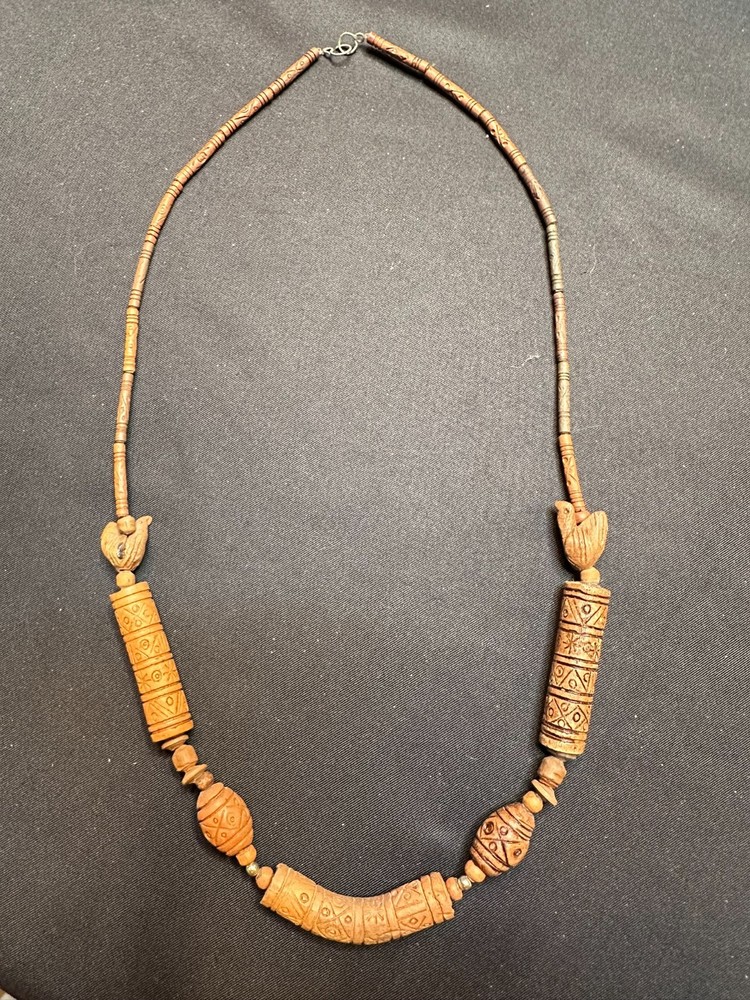 Peruvian Clay Bead Necklace 21 Inches Handmade Boho Ethnic Style