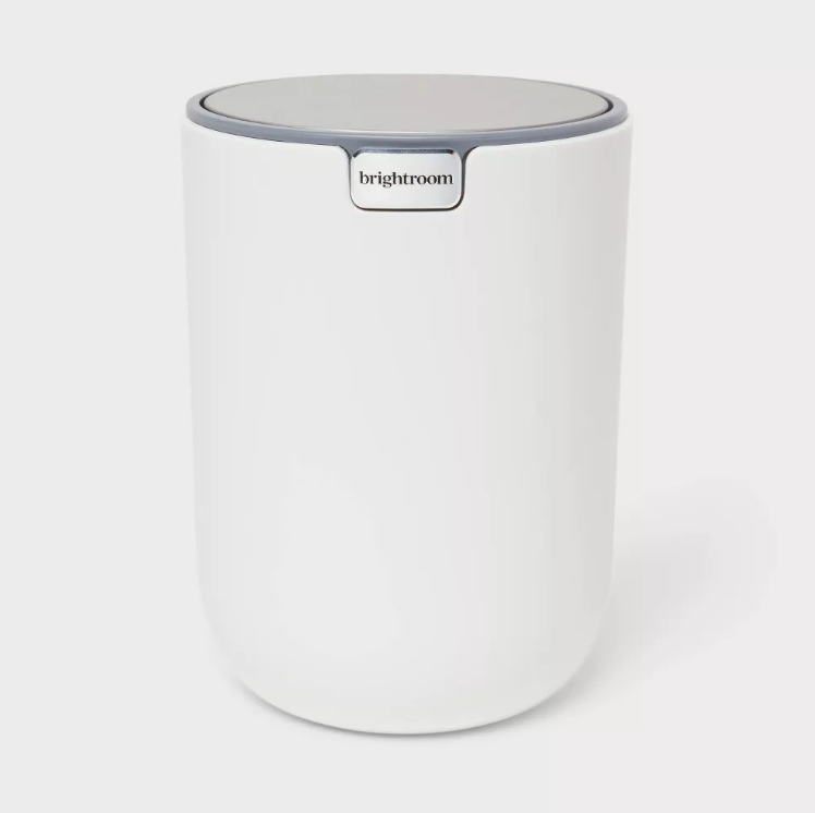 Small Desktop Wastebasket White - Brightroom™: Plastic Swing-Top Trash Can, 1.5L