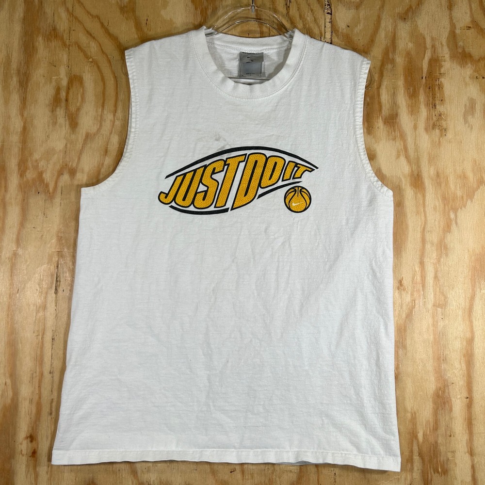 Nike Just Do It Basketball Mens Tank Top Sleeveless Shirt Size M White Vintage