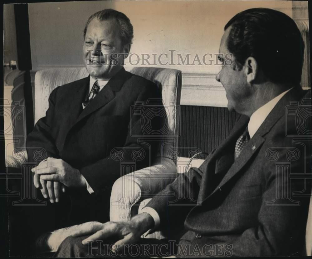 1971 Press Photo West German Chancellor Willy Brandt meets Nixon in Washinton