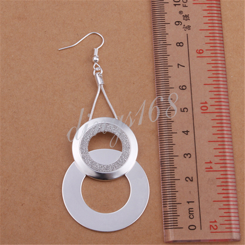 Designer Inspired 925 Sterling Silver Dual Hoop Threader Dangle Earrings