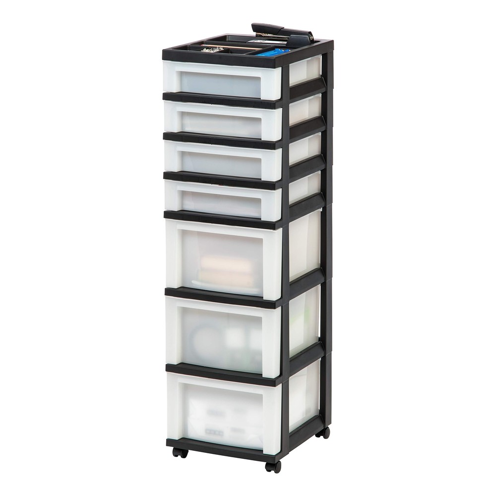 USA Plastic Drawer Storage Organizer Rolling Cart, with Wheels Casters, 7-Dra...