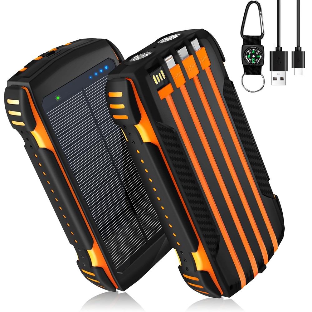 Solar Power Bank, Portable Charger 30,000 mAh Solar Charger, 18W Type-c & 5 O...