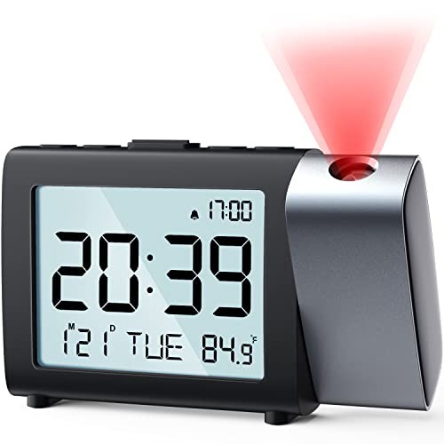 Smart Projection Alarm Clock with Temperature & Date Display for Bedroom