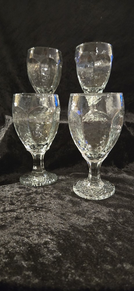 Vintage Libbey Chivalry Clear Water Goblets Set of 4 Textured Stemware