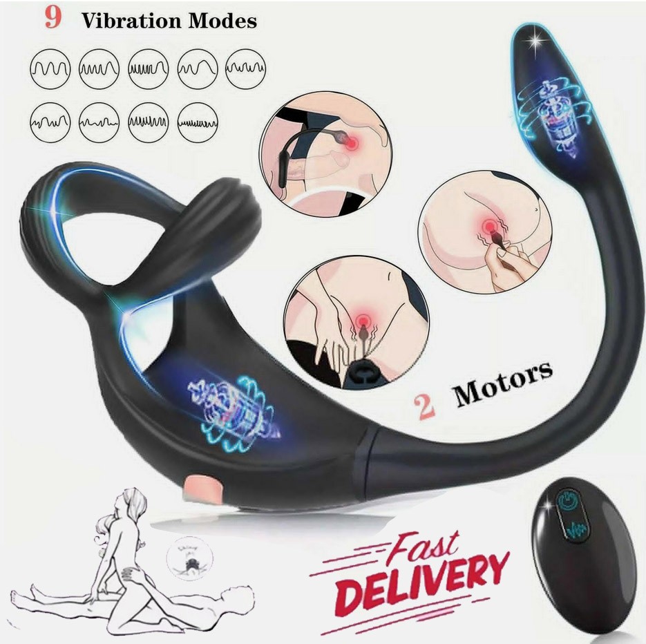 Penis Cock Ring Anal Vibrator Butt Plug Male Prostate Massager Sex Toy for Men