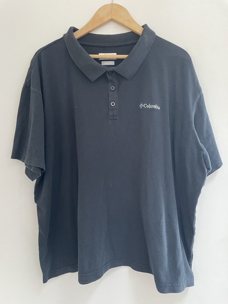 Columbia Active Fit Men's Classic Solid Black Cotton Short Sleeve Polo Shirt XXL