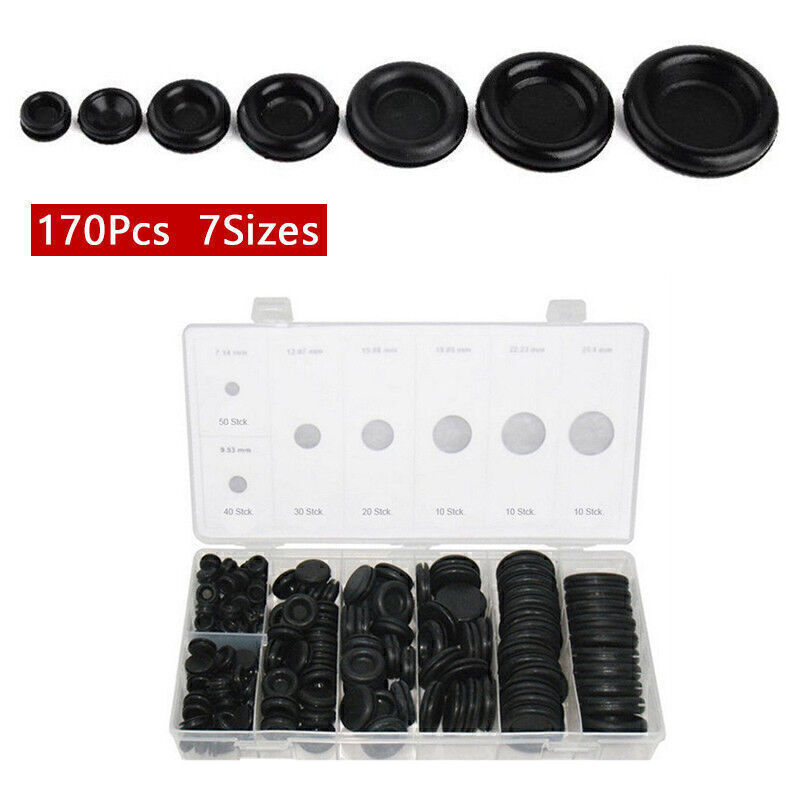 170PCS Rubber Grommet Kit for Firewall Hole Plugs and Wire Protection