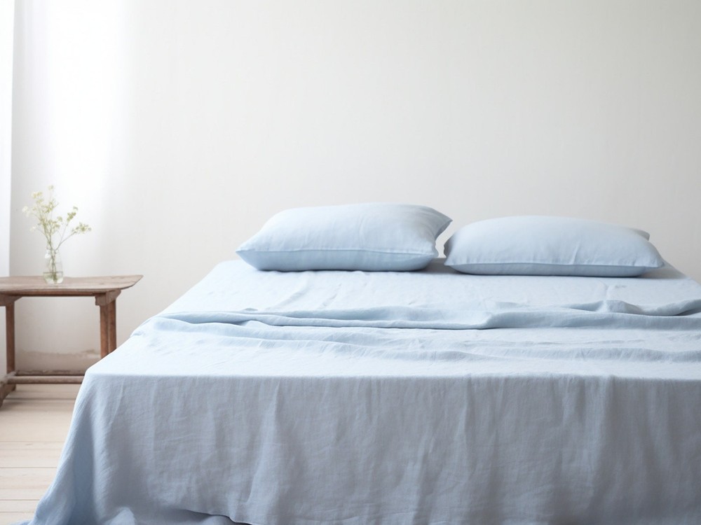 Linen Sheet Set 100% Organic Flax Linen Bed Sheets Flat Sheet with Pillowcases